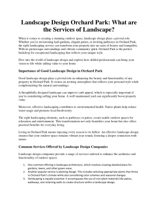 Landscape Design Orchard Park What are the Services of Landscape