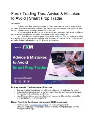 Forex Trading Tips - Advice & Mistakes to Avoid