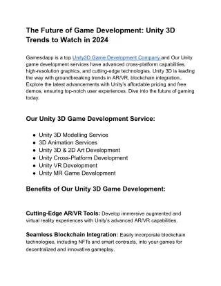 the future of game development unity 3d trends