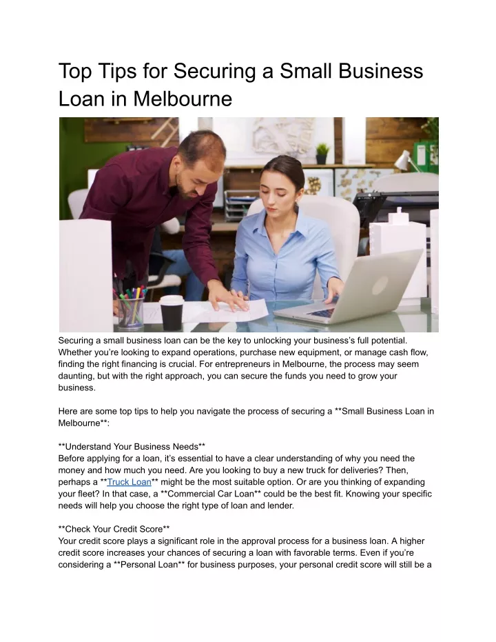 top tips for securing a small business loan