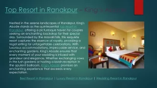 Top Resort in Ranakpur – King’s Abode