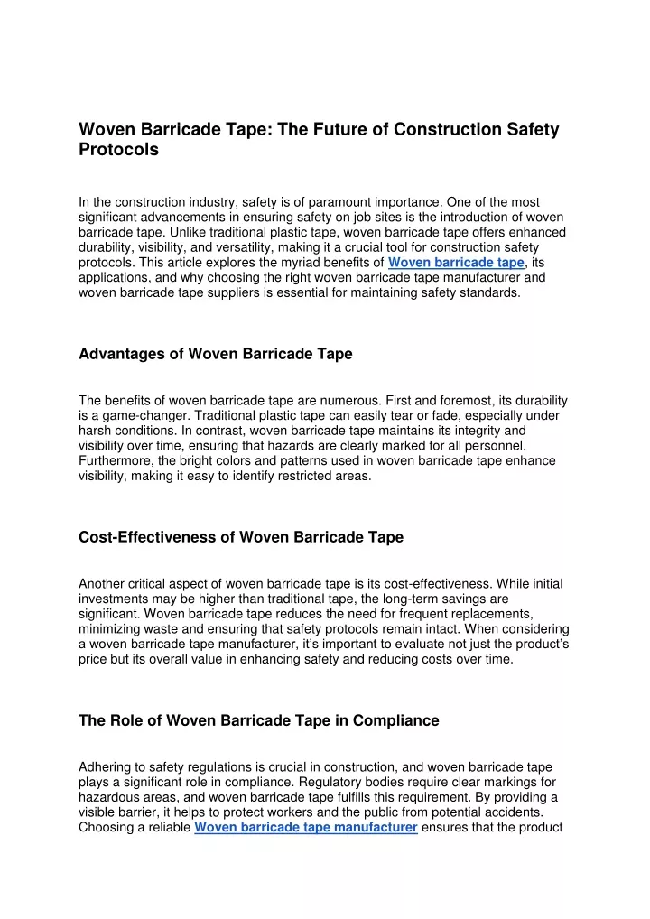 woven barricade tape the future of construction