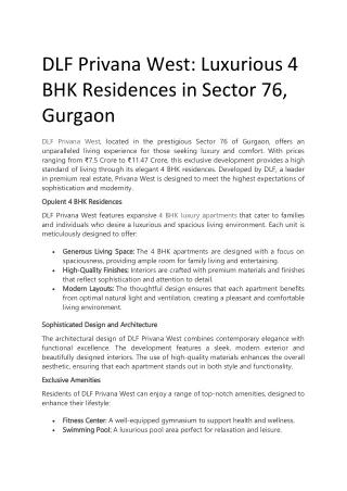 dlf privana west luxurious 4 bhk residences