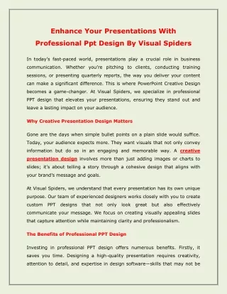Professional Ppt Design By Visual Spiders