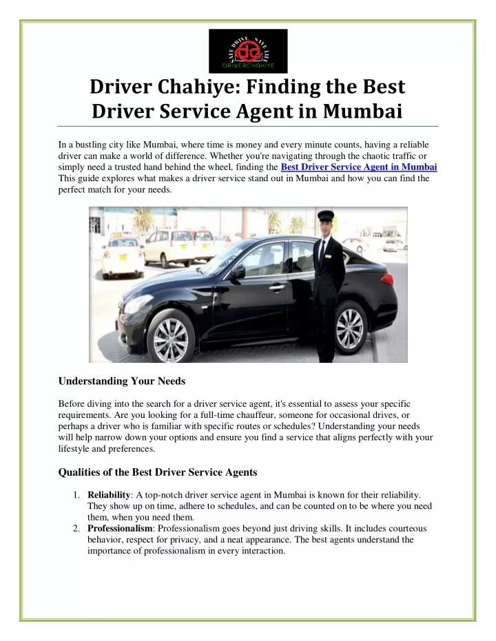 driver chahiye finding the best driver service