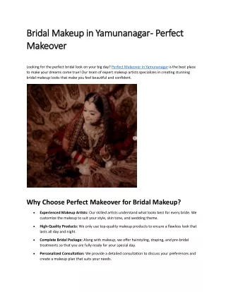 Bridal Makeup in Yamunanagar - Perfect Makeover