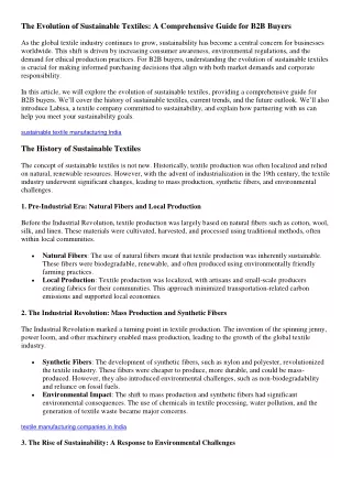 the evolution of sustainable textiles