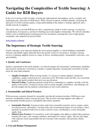 navigating the complexities of textile sourcing