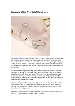 Engagement Ring: A Symbol of Eternal Love