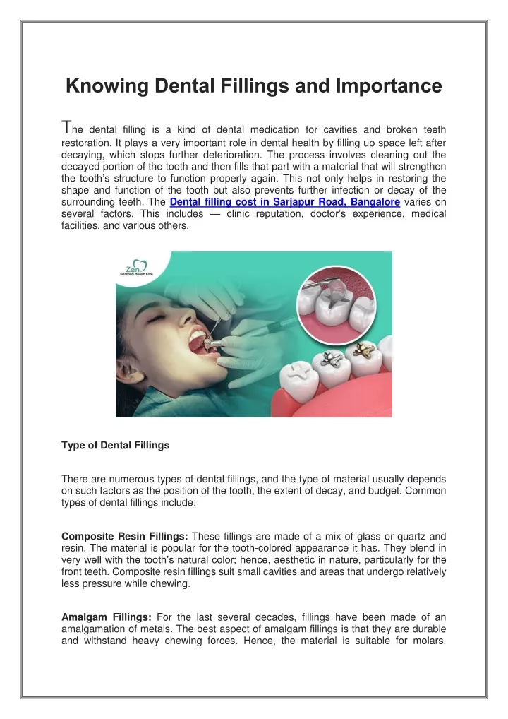 knowing dental fillings and importance