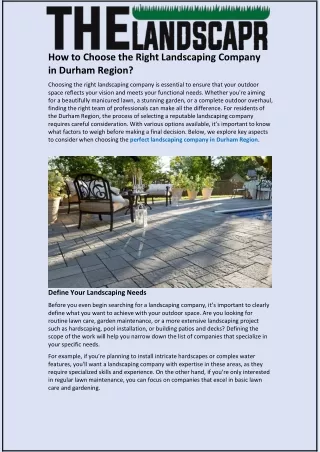 How to Choose the Right Landscaping Company in Durham Region?