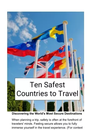 The Ten Safest Countries to Travel