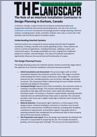 the role of an interlock installation contractor