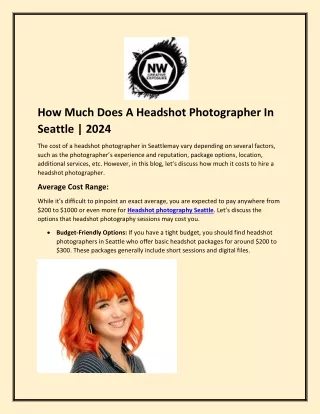 How Much Does A Headshot Photographer In Seattle