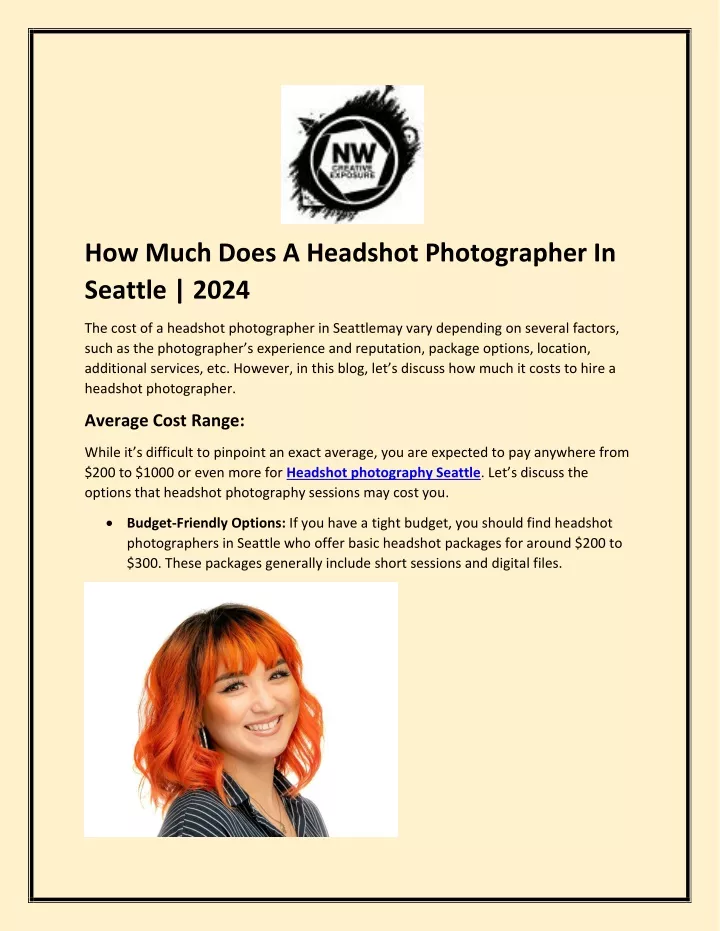 how much does a headshot photographer in seattle