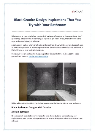 Black Granite Design Ideas for a Luxurious Bathroom