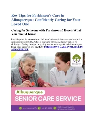 Key Tips for Parkinson's Care in Albuquerque