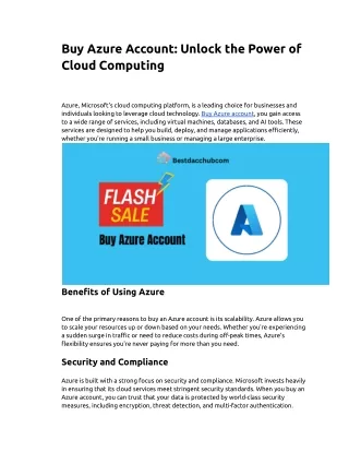 Buy Azure Account Bestdacchub