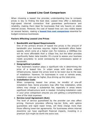 Leased Line Cost Comparison