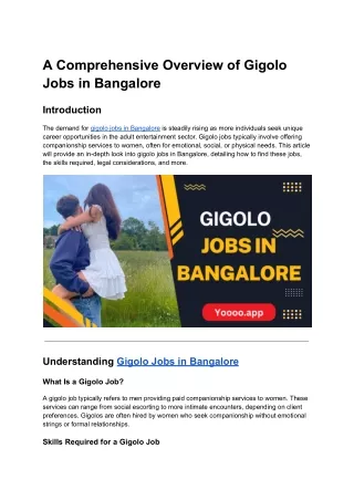 a comprehensive overview of gigolo jobs