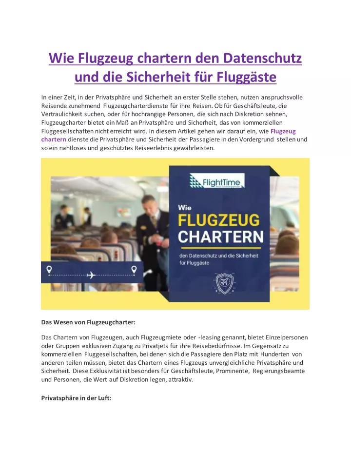 wie flugzeug chartern den datenschutz