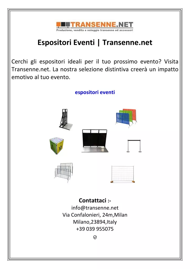 espositori eventi transenne net