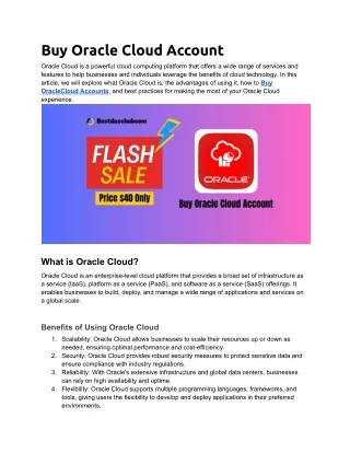 Buy Oracle Cloud Account