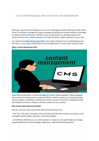 active matrimonial cms software documentation