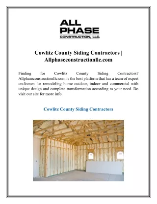 Cowlitz County Siding Contractors  Allphaseconstructionllc