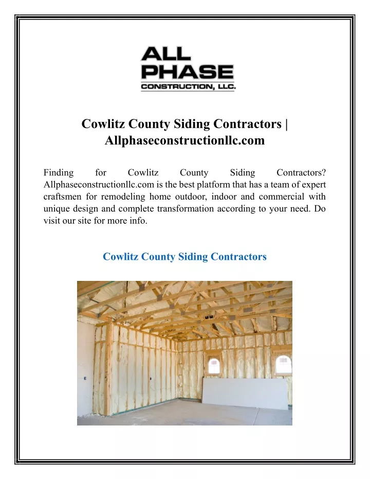 cowlitz county siding contractors