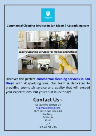 Commercial Cleaning Services In San Diego  A1sparkling.com