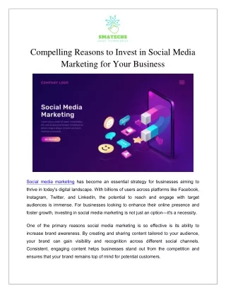 Compelling Reasons to Invest in Social Media Marketing for Your Business