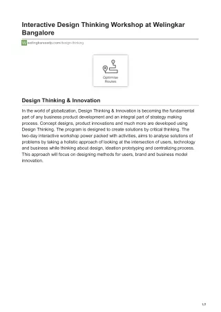 Design Thinking & Innovation / Welingkarexedp