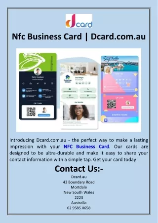 Nfc Business Card  Dcard.com.au