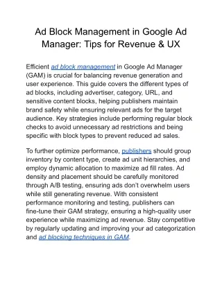 ad block management in google ad manager tips