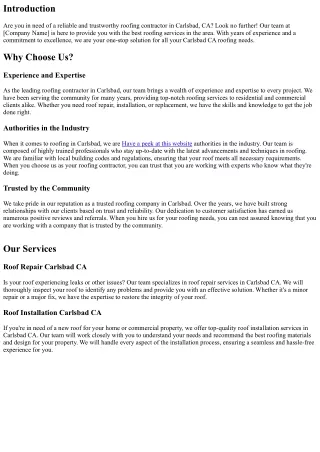 Your One-Stop Solution for All Your Carlsbad CA Roofing Needs