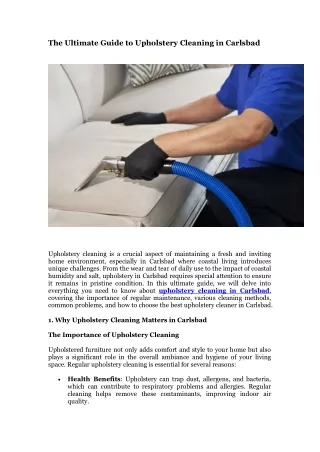 The Ultimate Guide to Upholstery Cleaning in Carlsbad