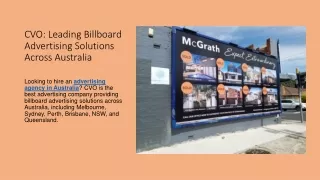 CVO Leading Billboard Advertising Solutions Across Australia