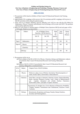 syllabus and marking scheme for