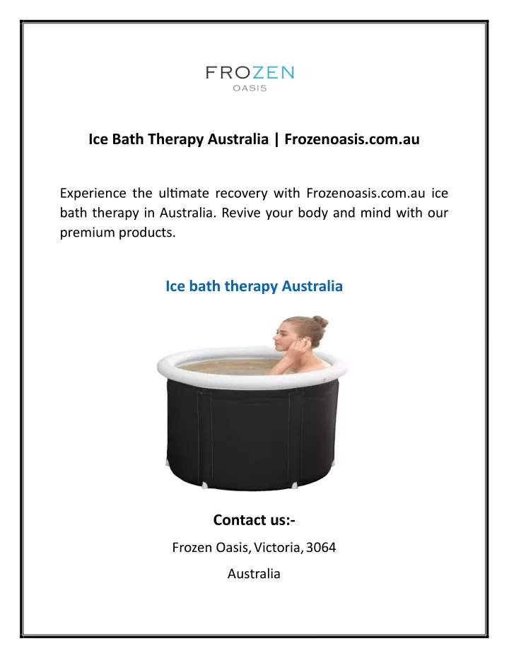 ice bath therapy australia frozenoasis com au