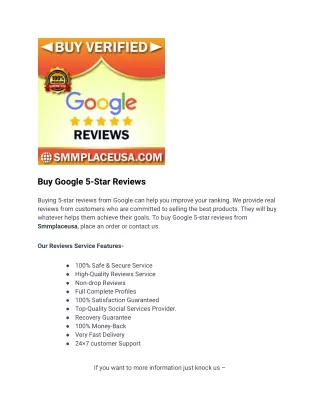 Buy Google Five Star Reviews From Smmplaceusa