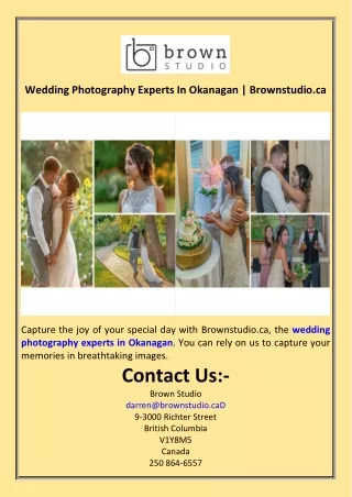 Wedding Photography Experts In Okanagan  Brownstudio.ca