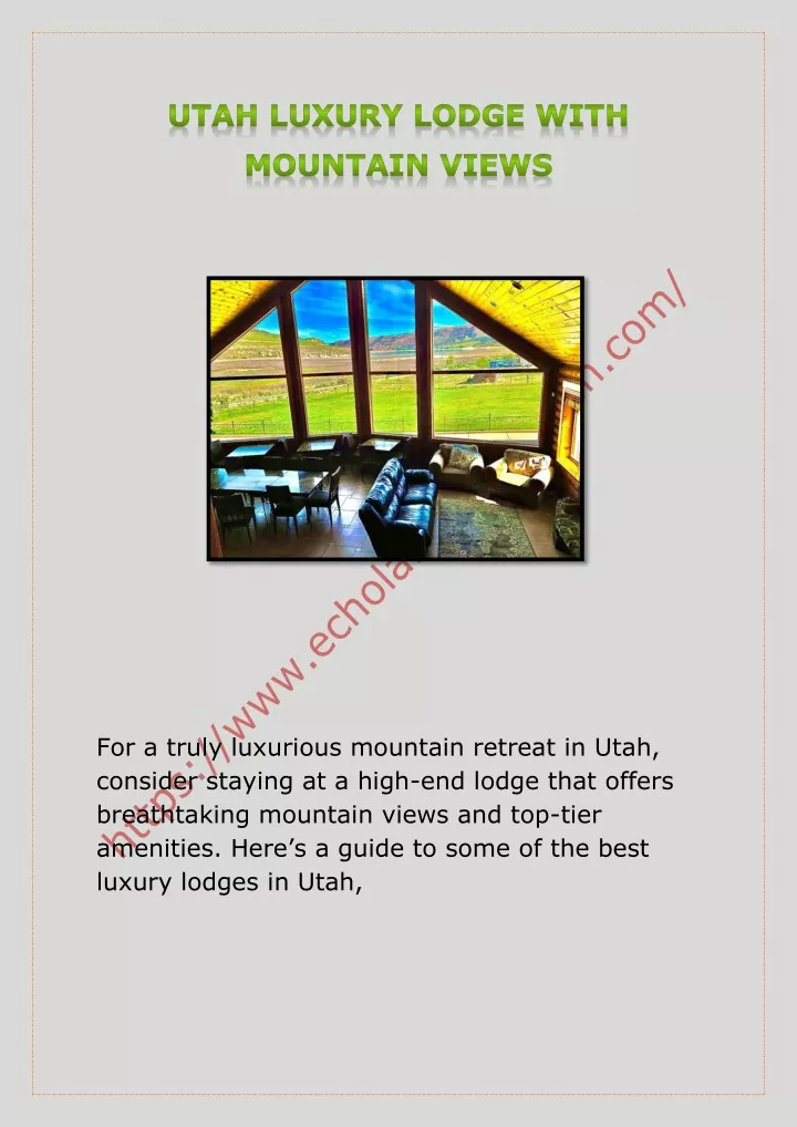 for a truly luxurious mountain retreat in utah