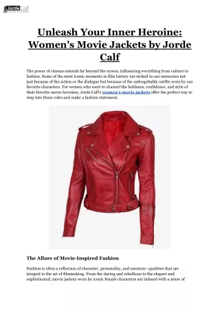 Unleash Your Inner Heroine_ Women's Movie Jackets by Jorde Calf