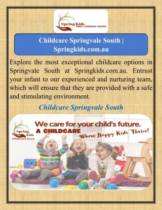 Childcare Springvale South   Springkids.com.au