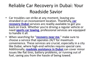 Reliable Car Recovery in Dubai