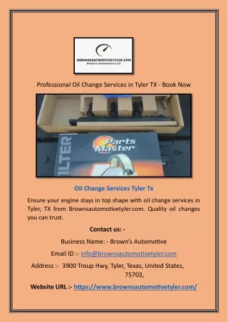 Professional Oil Change Services in Tyler TX - Book Now