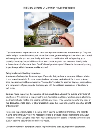 the many benefits of common house inspections