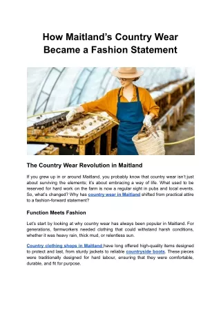 How Maitland’s Country Wear Became a Fashion Statement