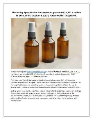 the setting spray market is expected to grow